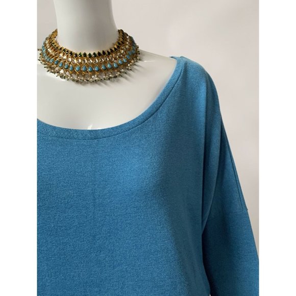 UGET Womens Tunic Sweater Blue Long Sleeve Scoop Neck Pullover XXL - Picture 3 of 11